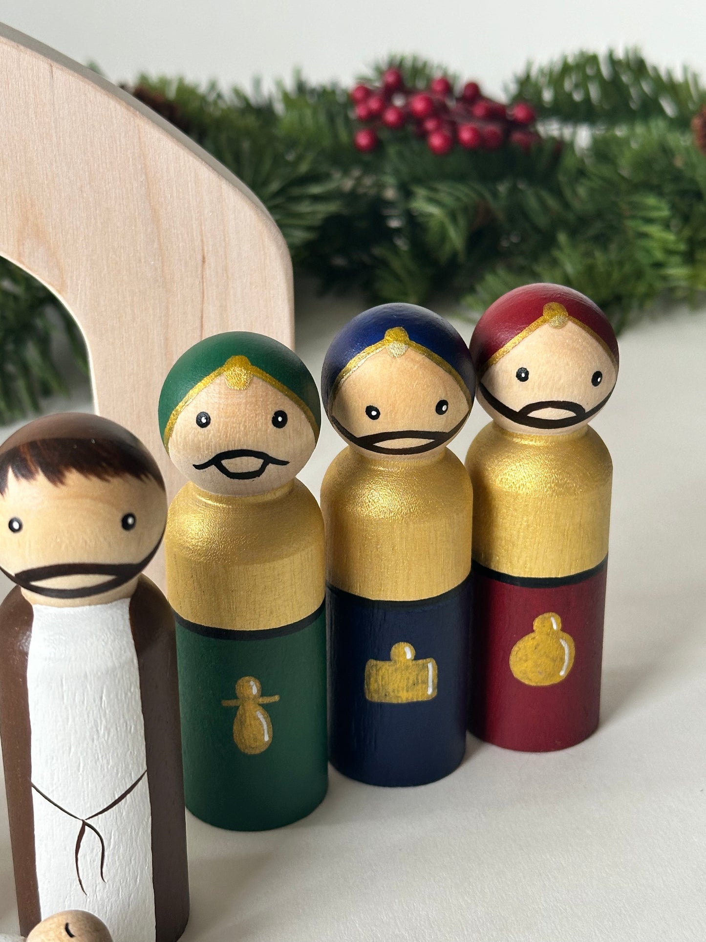 Wooden peg doll Nativity Scene