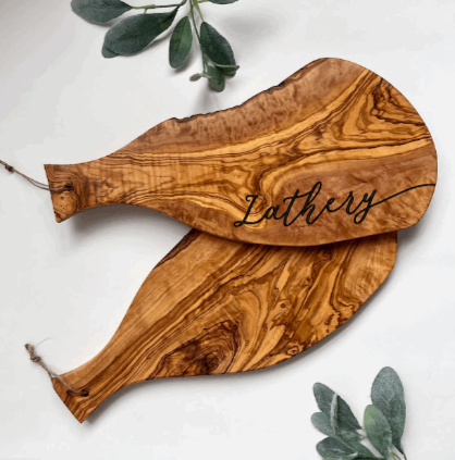 Custom engraved Olive Wood Charcuterie/Cheeseboard with Handle